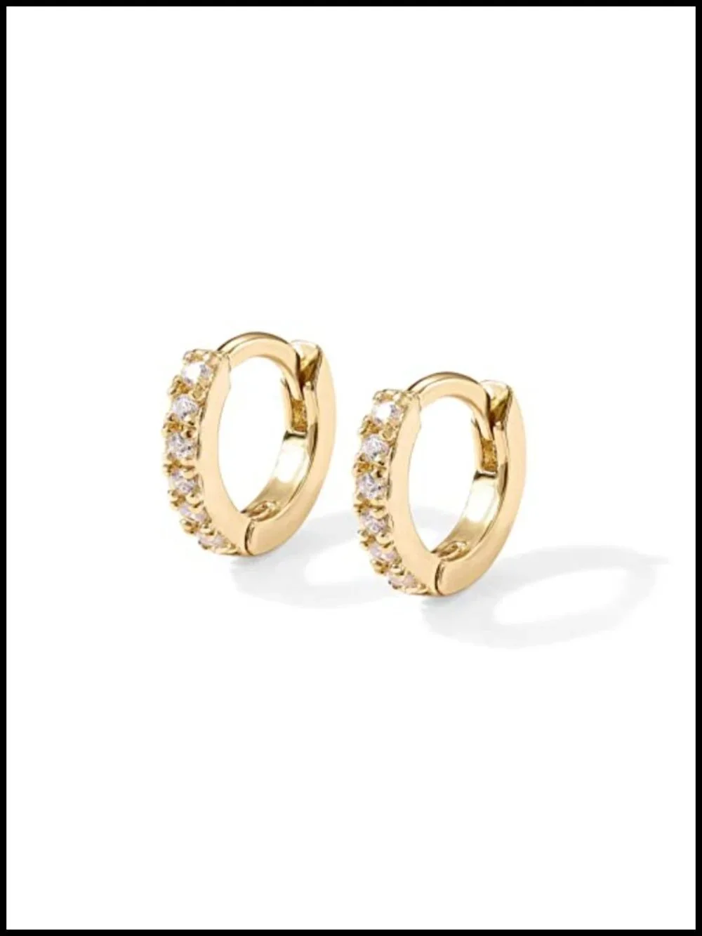 14K Gold Plated CZ Huggie Earrings for Women, Hypoallergenic Hoop Piercing, 925